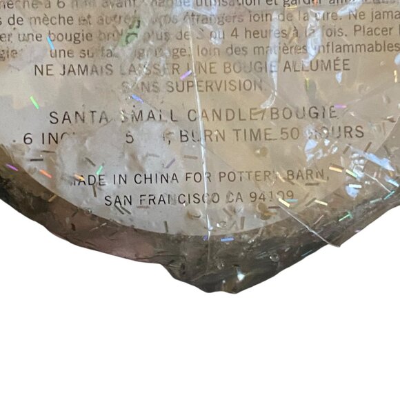 Pottery Barn Christmas Santa Candle Gold Glitter 6" 50 Hour Burn NEW - Picture 3 of 5